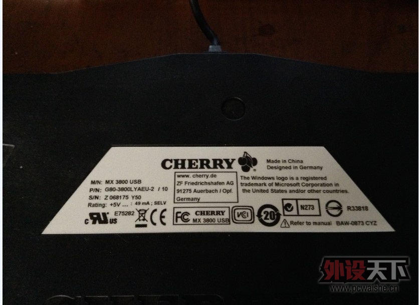 ӣ��cherry G80-3800��е���̺��ᣬ95�£��ѳ���