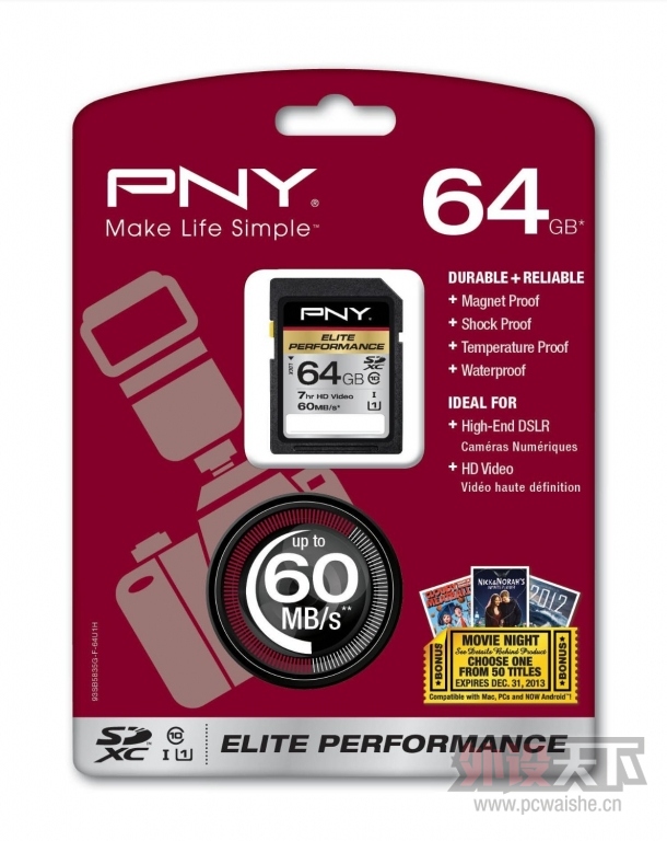 PNY �ض��� Elite Performance 64GB C10 ��д���ٶ�60MB/S�� SDXC�洢��