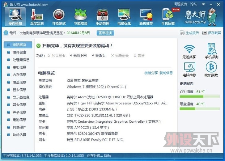 ���������߰ѷ���+2ɢ��Ƭ 200˦ �鶯D2500 1.86Ghz˫�ˣ��ڴ�2G��Ӳ��320G 450˦