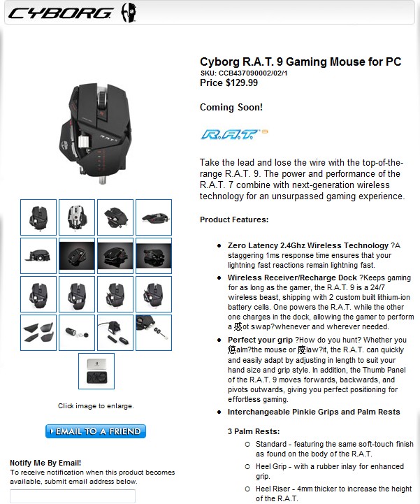 Cyborg R.A.T. 9 Gaming Mouse for PC ���ռ۸񷢲�