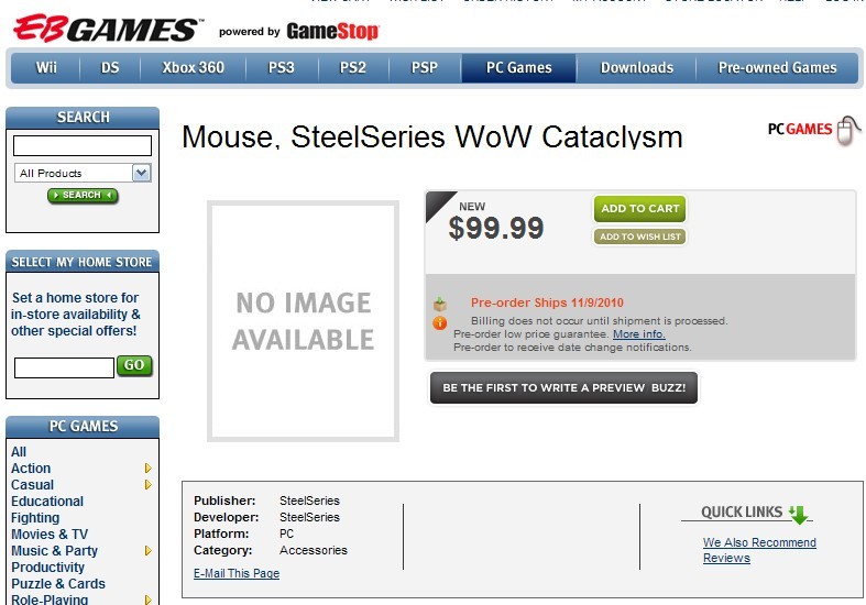 ������EB����Steelseries�¿�WoW Cataclysm���Ԥ�۵���Ϣ