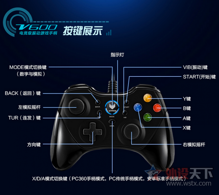 多种色彩选择——雷柏V600游戏手柄评测