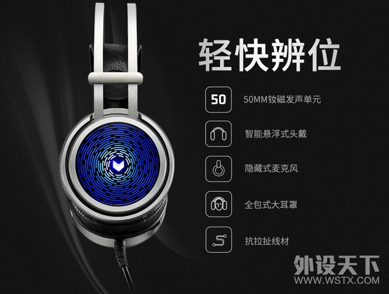 听声辨位 雷柏VH50背光游戏耳机详情